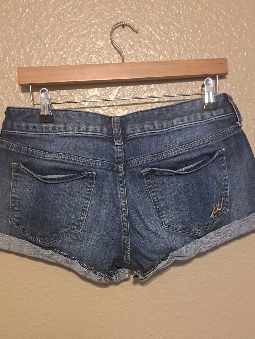 Express Dark Blue Denim Rolled Hem Shorts - Picture 4 of 10